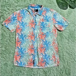 🍑TRIPLIX Tropical Printed Summer shirt men Size Medium 320